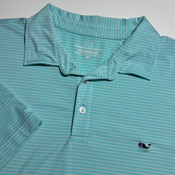 Vineyard Vines Other - Vineyard Vines Performance Golf Polo Mens XL Blue Striped Short Sleeve Shirt